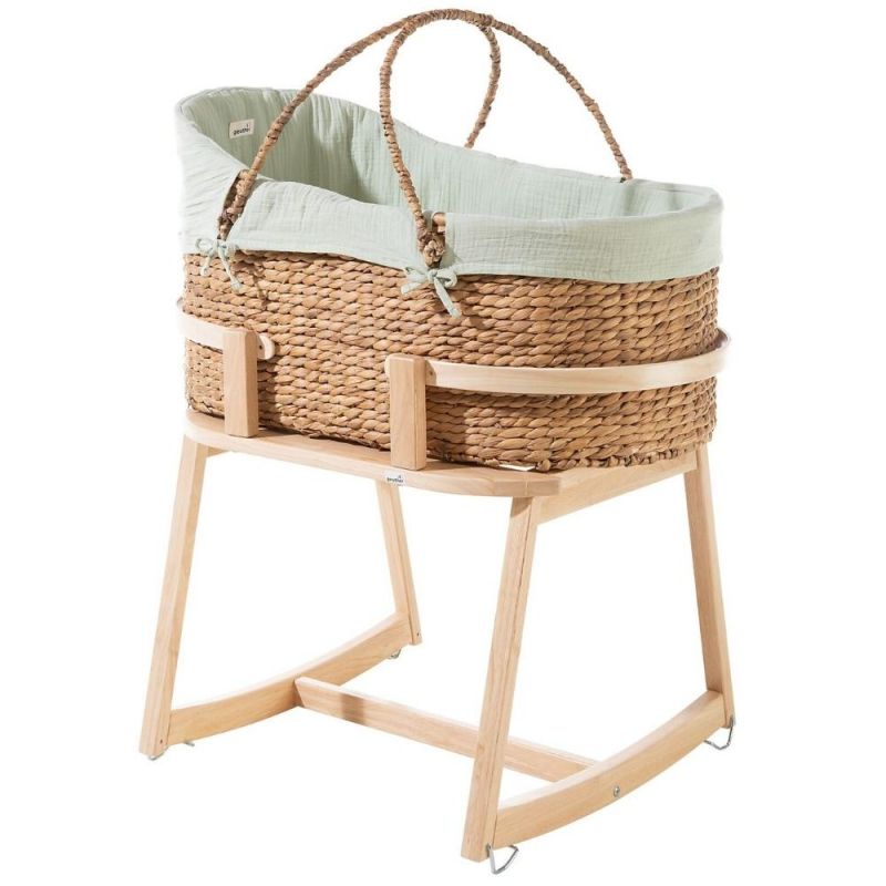 Couffin bébé en jacinthe d'eau avec matelas et accessoires Geuther