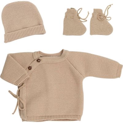 Lot brassière, bonnet et chaussons Caramel (0-1 mois) Trois Kilos Sept
