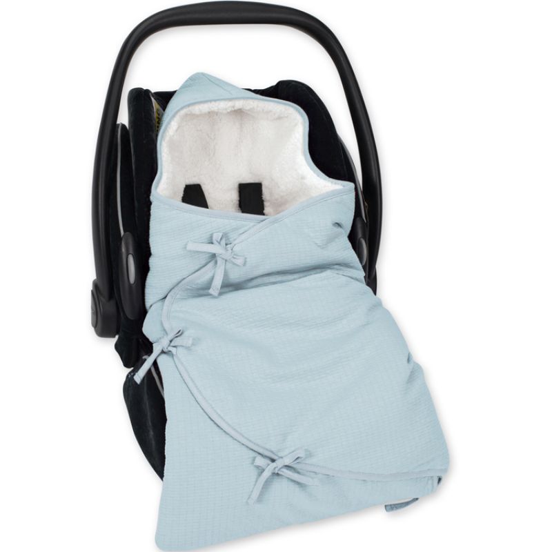 Couverture nomade chaude Mini Nest Cadum bleu breeze Bemini