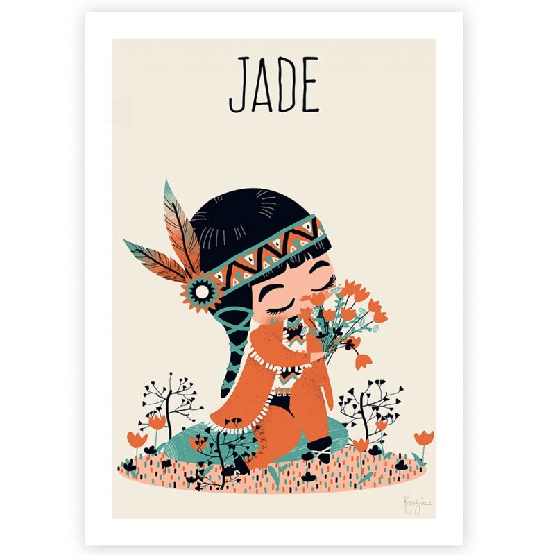 Affiche A3 La petite indienne (personnalisable) Kanzilue
