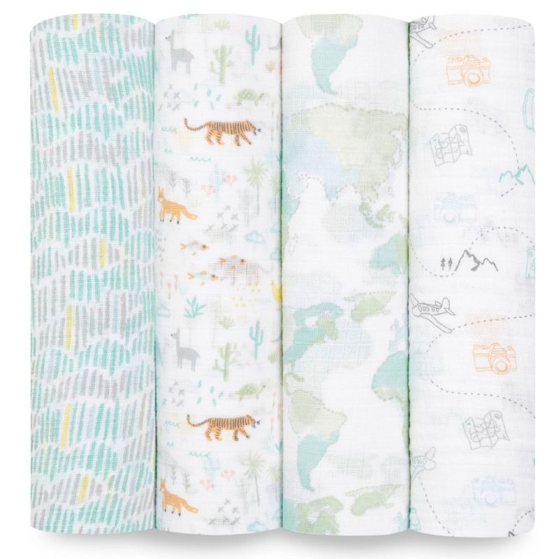 Lot de 4 maxi langes en coton Voyager (112 x 112 cm) aden + anais