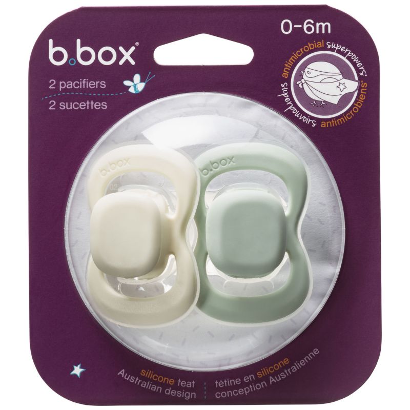 Lot de 2 sucettes symétriques en silicone Vanilla-Latte (0-6 mois) B.Box Packaging 9