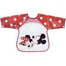 Bavoir tablier à manches Mickey et Minnie rouge  par Babycalin