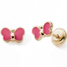 Boucles d'oreilles Papillon rose (or jaune 375°)  par Baby bijoux