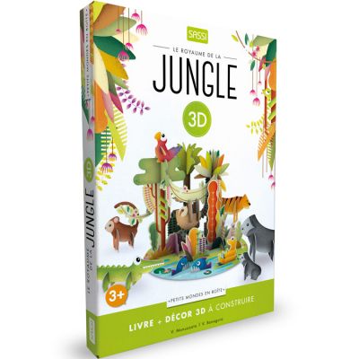 Livre et maquette 3D Mondes en boîte Le royaume de la jungle Sassi Junior