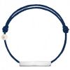 Bracelet cordon Plaque et perle bleu marine (or blanc 750°) - Claverin