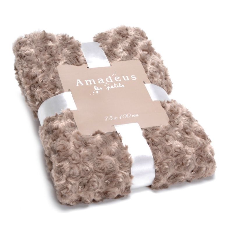 Plaid petites roses taupe (100 x 75 cm) Amadeus Les Petits