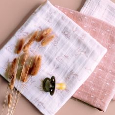 Lot de 3 langes en mousseline Rosy Rabbit (55 x 55 cm)