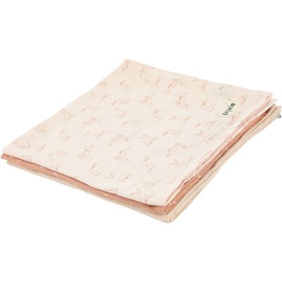 Lot de 3 langes en mousseline Rosy Rabbit (55 x 55 cm)  par Trixie