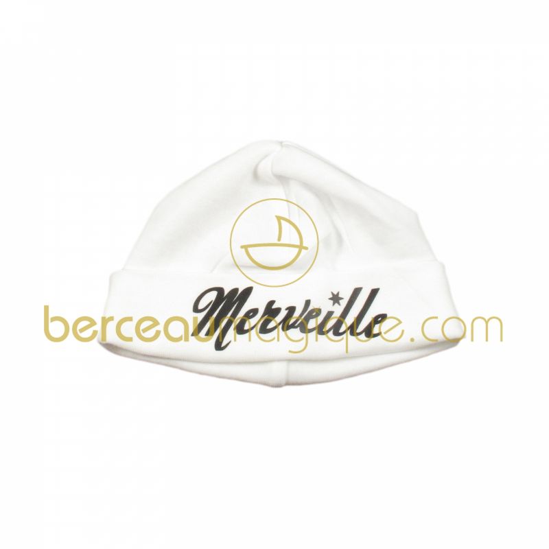 Bonnet naissance blanc Merveille 