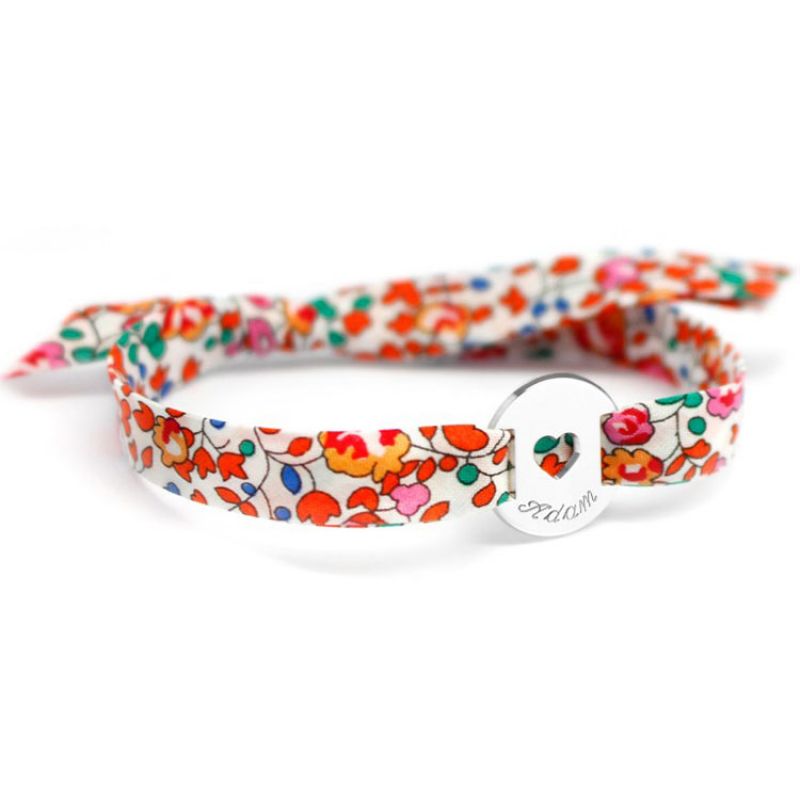 Bracelet Liberty ruban coeur personnalisable (argent 925°) Petits trésors