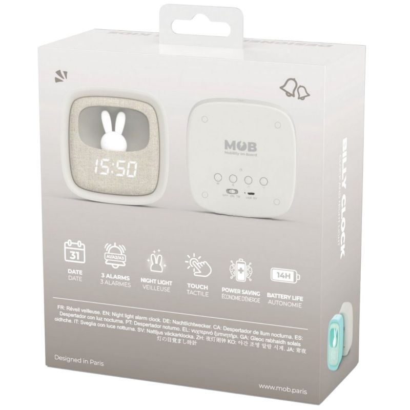 Réveil 2 en 1 Billy Clock Grey MOB Packaging 7