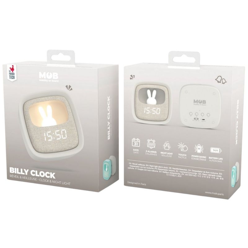 Réveil 2 en 1 Billy Clock Grey MOB Packaging 9