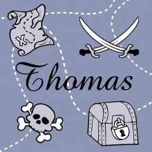 Tableau pirate bleu Thomas personnalisable (20 x 20 cm)  par Home Corner