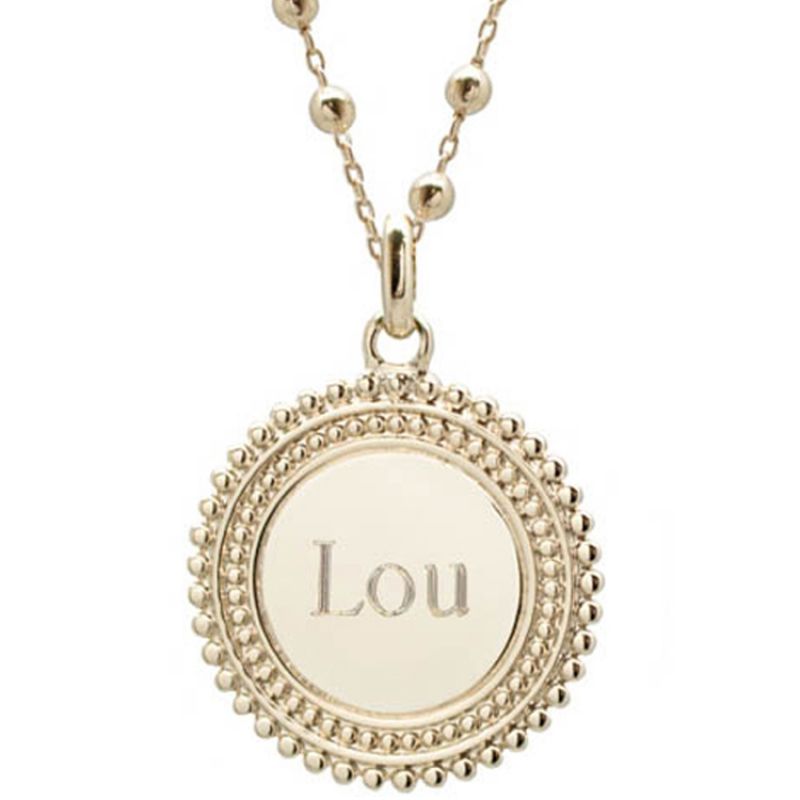 Collier enfant médaille soleil chaîne perlée personnalisable (plaqué or) Petits trésors
