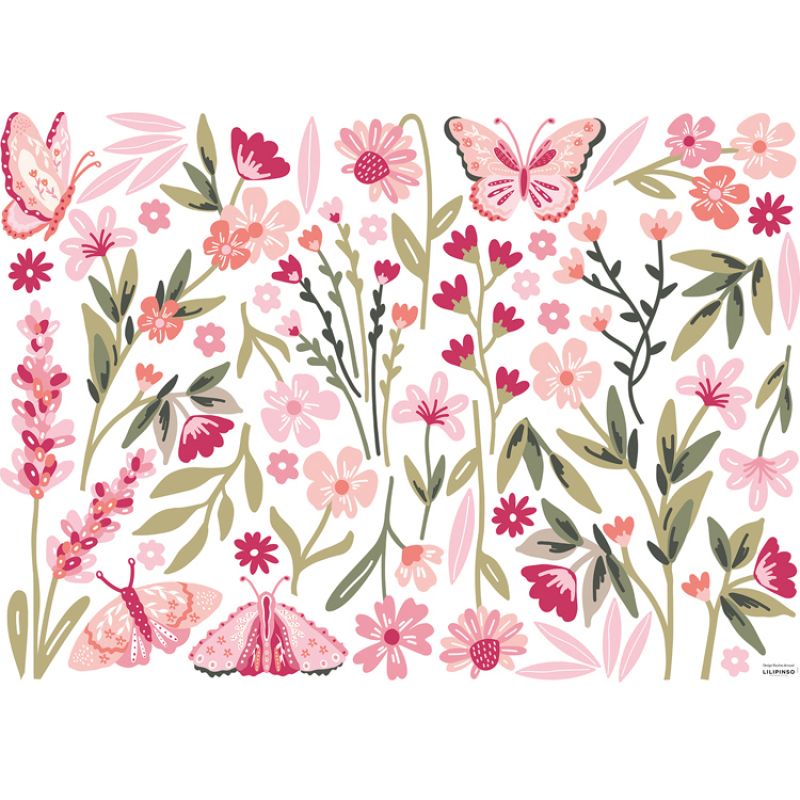 Planche de stickers L Big Magenta Flowers (64 x 90 cm) Lilipinso