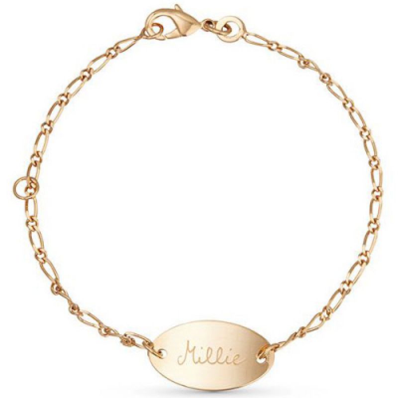 Bracelet Identity ovale sur chaîne personnalisable (plaqué or) Merci Maman