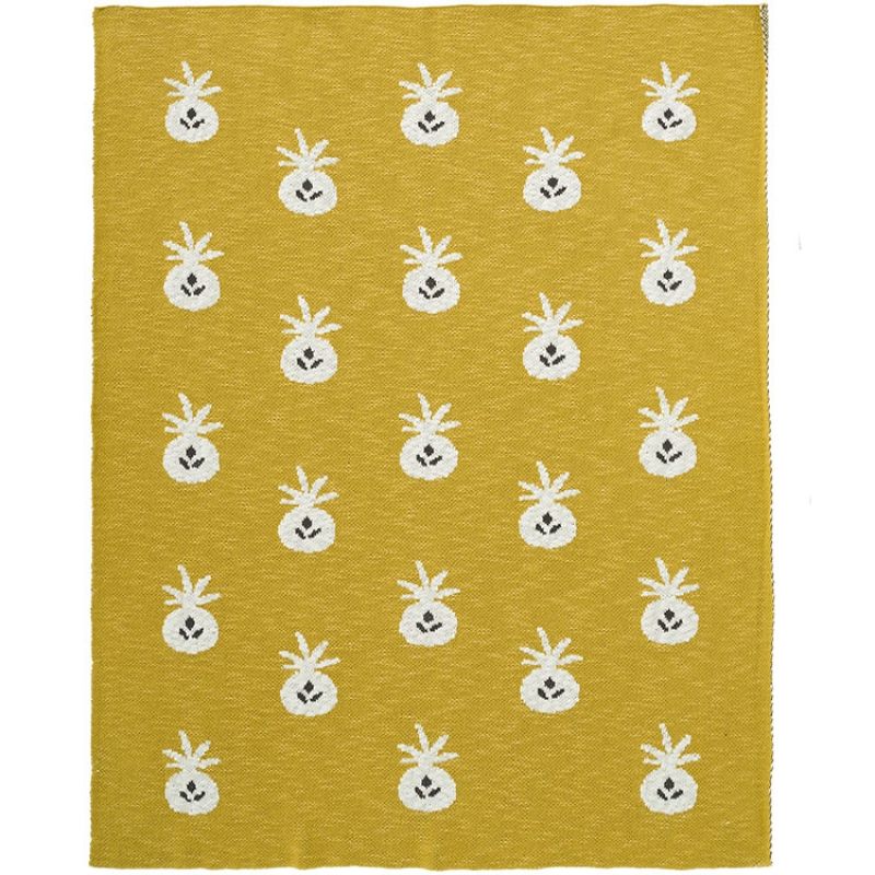 Couverture en coton bio ananas moutarde (80 x 100 cm) Fresk