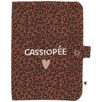 Protège carnet de santé Gaze Léopard Marron (personnalisable)