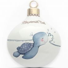 Boule en porcelaine Mon premier Noël Tortue de mer  par Gaëlle Duval