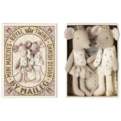 Jumeaux Royaux petit(e) sœur & frère souris dans leur boîte assortie  par Maileg