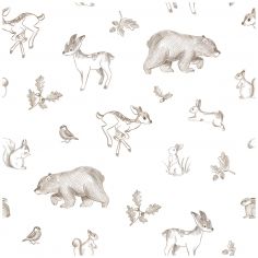 Papier peint Animaux de la forêt sepia (50 cm x 10m)  - Lilipinso