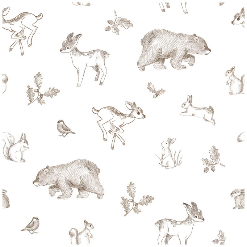 Papier peint Animaux de la forêt sepia (50 cm x 10m)  Lilipinso Produit 1