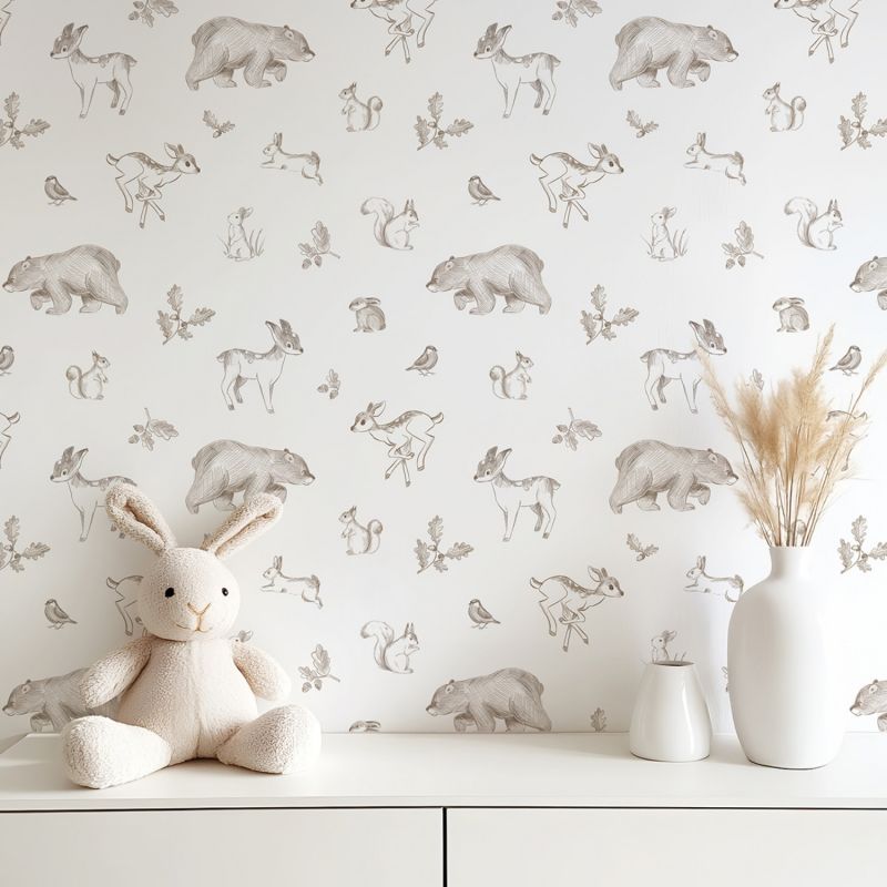 Papier peint Animaux de la forêt sepia (50 cm x 10m)  Lilipinso Ambiance 4