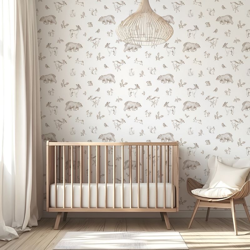 Papier peint Animaux de la forêt sepia (50 cm x 10m)  Lilipinso Ambiance 5