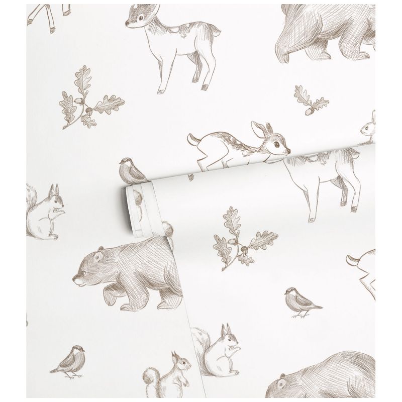 Papier peint Animaux de la forêt sepia (50 cm x 10m)  Lilipinso Produit 7