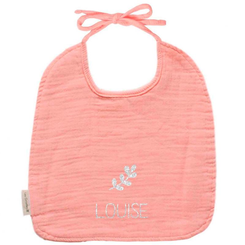 Bavoir à nouer Rose poudré (personnalisable) Les Griottes
