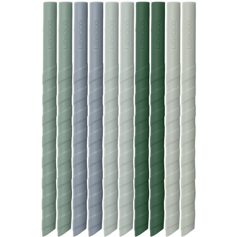 Lot de 10 pailles réutilisables en silicone Timoti vert et vert d'eau Liewood
