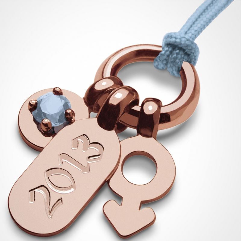 Collier cordon Pogo garçon Pierre précieuse ou fine (or rose 750°) Mikado