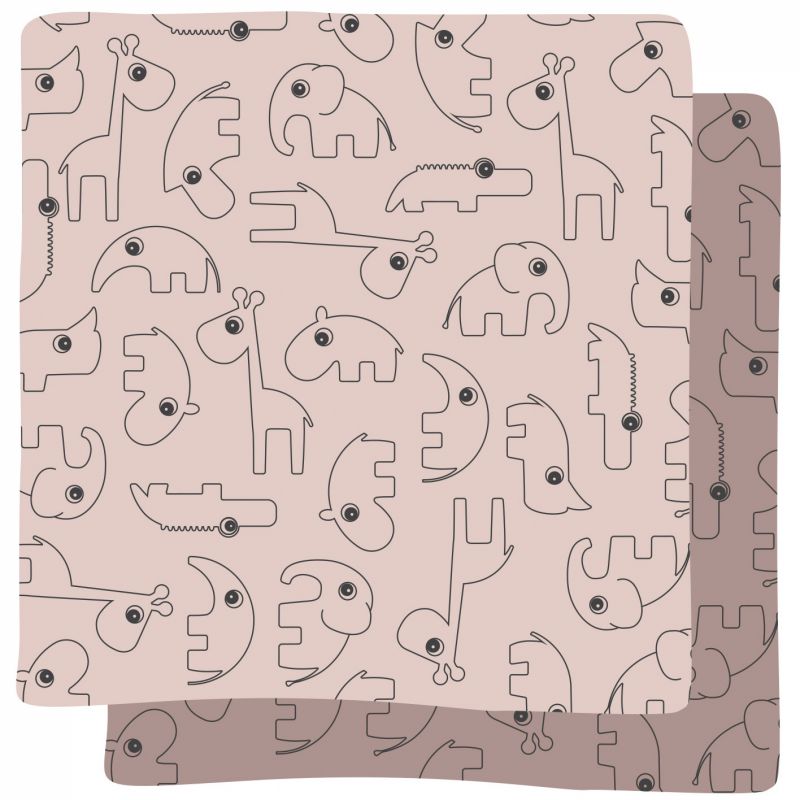 Lot de 2 maxi langes Contour rose (120 x 120 cm)                        Done by Deer