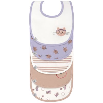 Lot de 5 bavoirs coton bio Tiny Team Chat