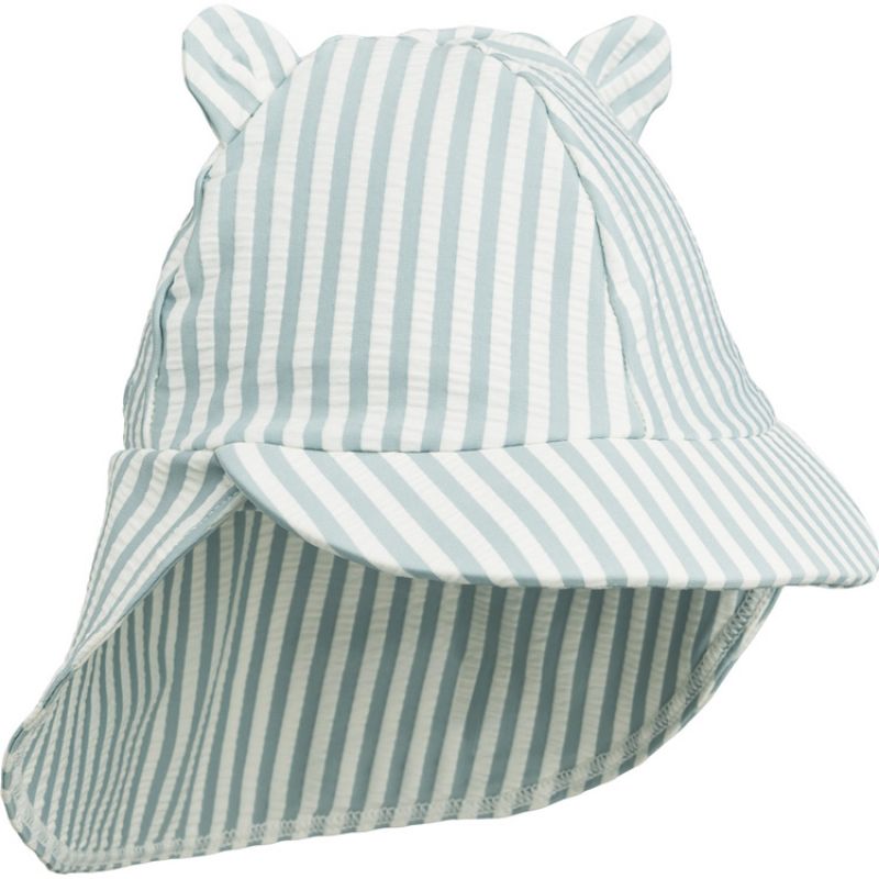 Chapeau anti-UV en seersucker Senia Sea blue white (6-9 mois) Liewood