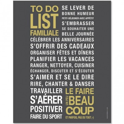 Affiche à encadrer To Do List gris ardoise (40 x 50 cm) Mes Mots Déco