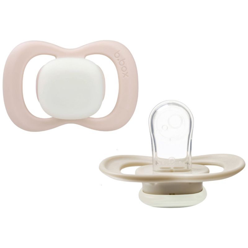 Lot de 2 sucettes phosphorescentes en silicone Blush-Latte (0-6 mois) B.Box Produit 1