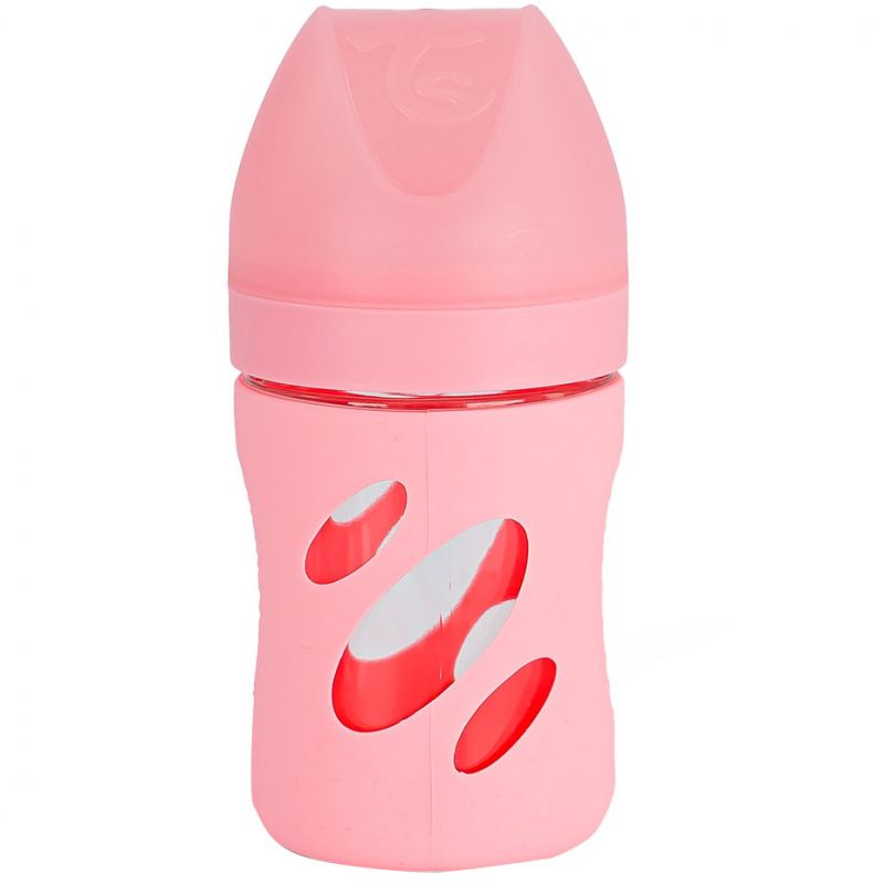 Biberon anti-colique en verre rose pastel (180 ml) Twistshake