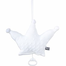 Coussin musical couronne Cable Uni blanc (30 cm)  par Baby's Only