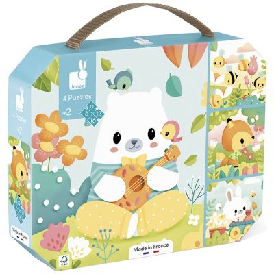 Malette de 4 petits puzzles (6 à 16 pièces) Janod
