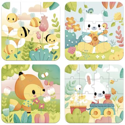 Malette de 4 petits puzzles (6 à 16 pièces)