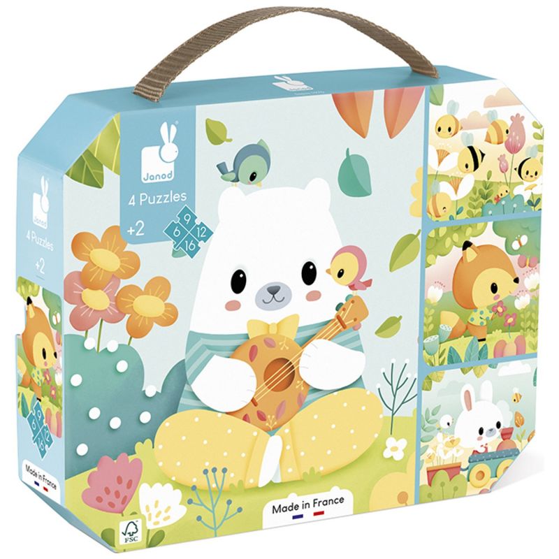 Malette de 4 petits puzzles (6 à 16 pièces) Janod Produit 1