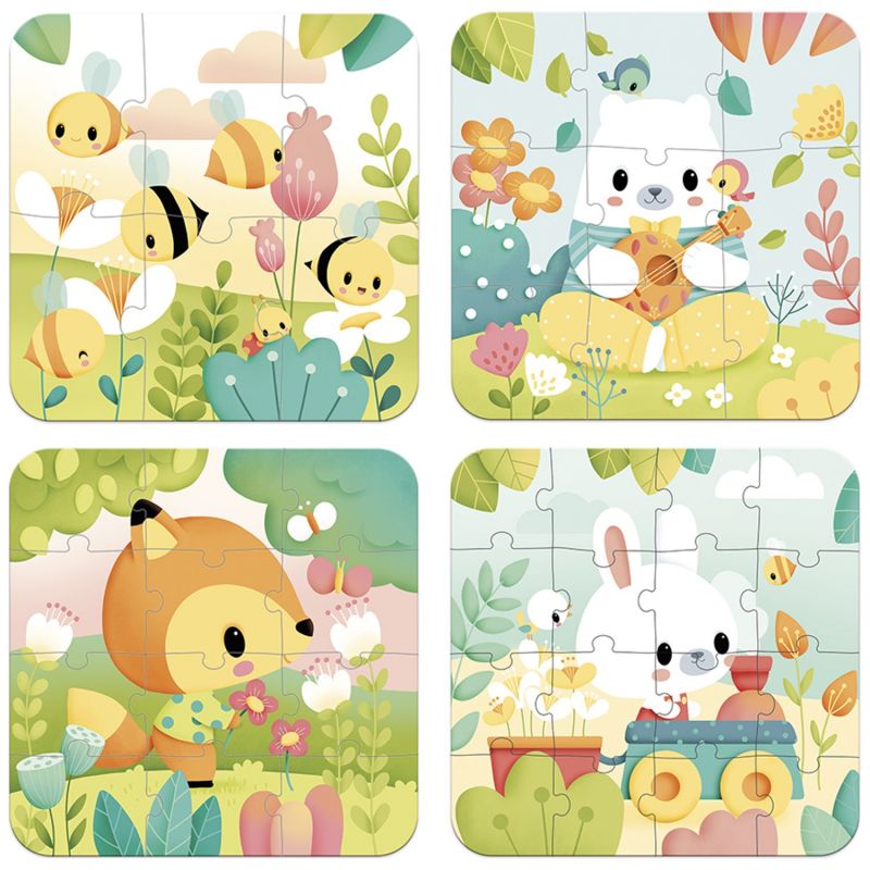 Malette de 4 petits puzzles (6 à 16 pièces) Janod Produit 2