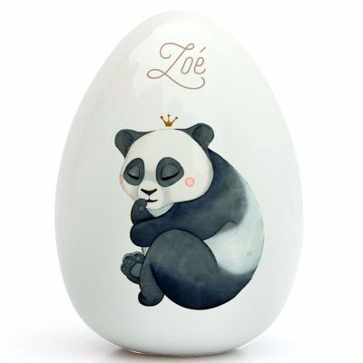 Oeuf en porcelaine Panda (personnalisable)  par Gaëlle Duval