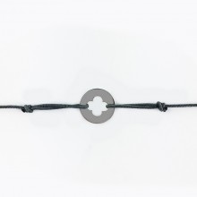 Bracelet cordon bébé médaille Mini Croix Romane 10 mm (or blanc 750°)  par Maison La Couronne