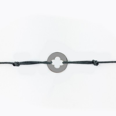 Bracelet cordon bébé médaille Mini Croix Romane 10 mm (or blanc 750°) Maison La Couronne