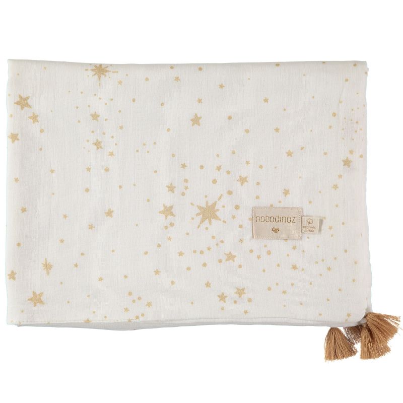 Couverture d'été bébé Gold stella blanc (70 x 100 cm) Nobodinoz