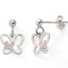 Boucles d'oreilles pendantes Papillon rose (argent) - Baby bijoux