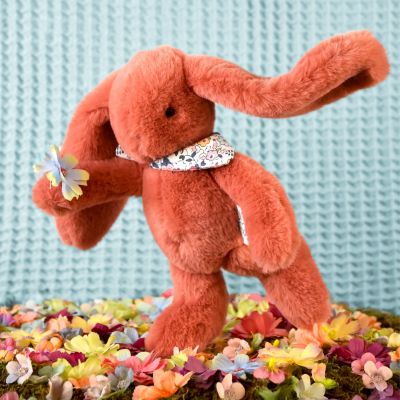 Peluche Lapin Fleurette Terracotta (25 cm)